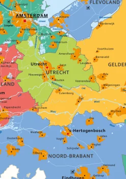3 Schoolkaarten Nederland/Europa/Wereld met Vlaggen 1764