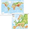 2 Schoolkaarten Wereld en Europa 1793