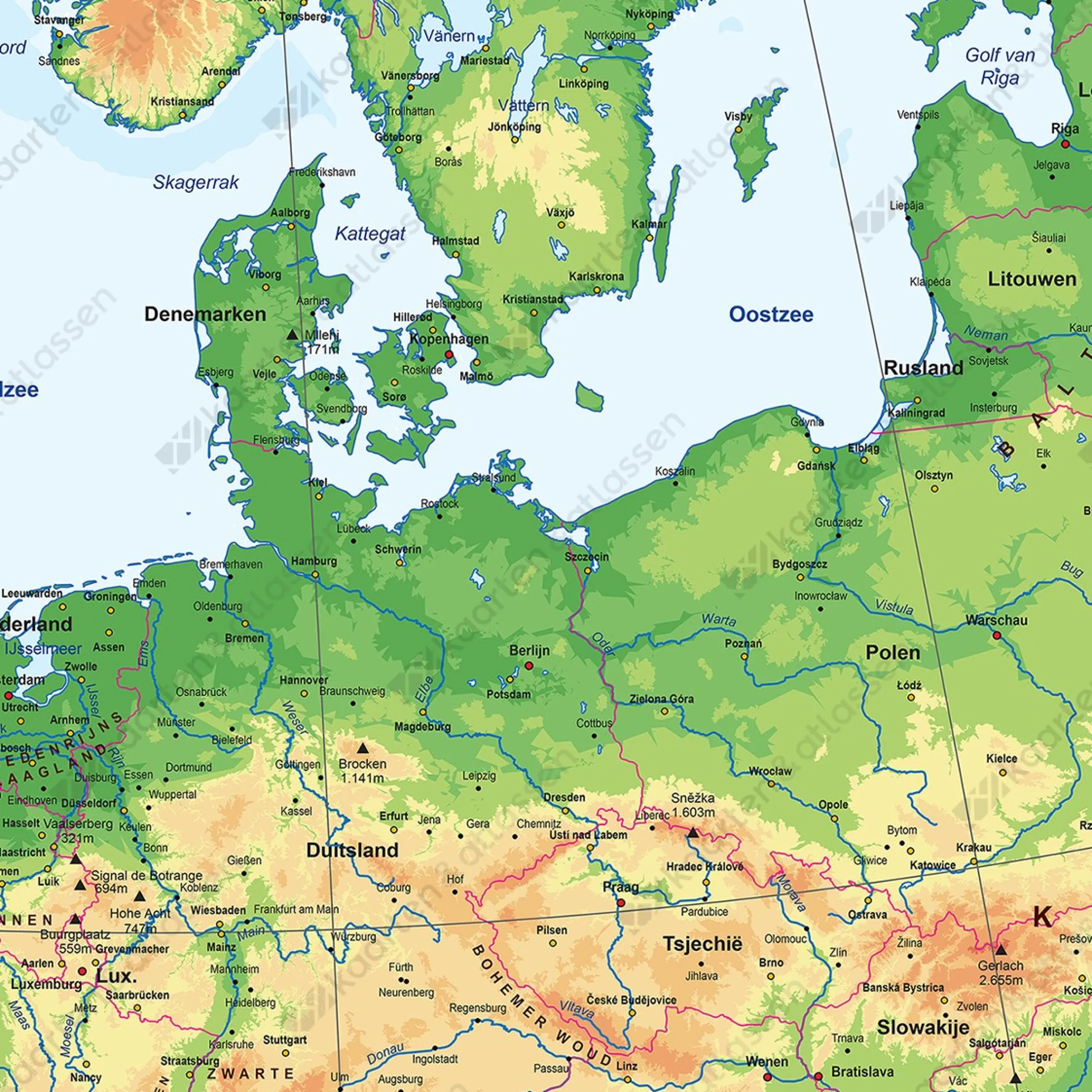 Schoolkaart Europa Natuurkundig 1792
