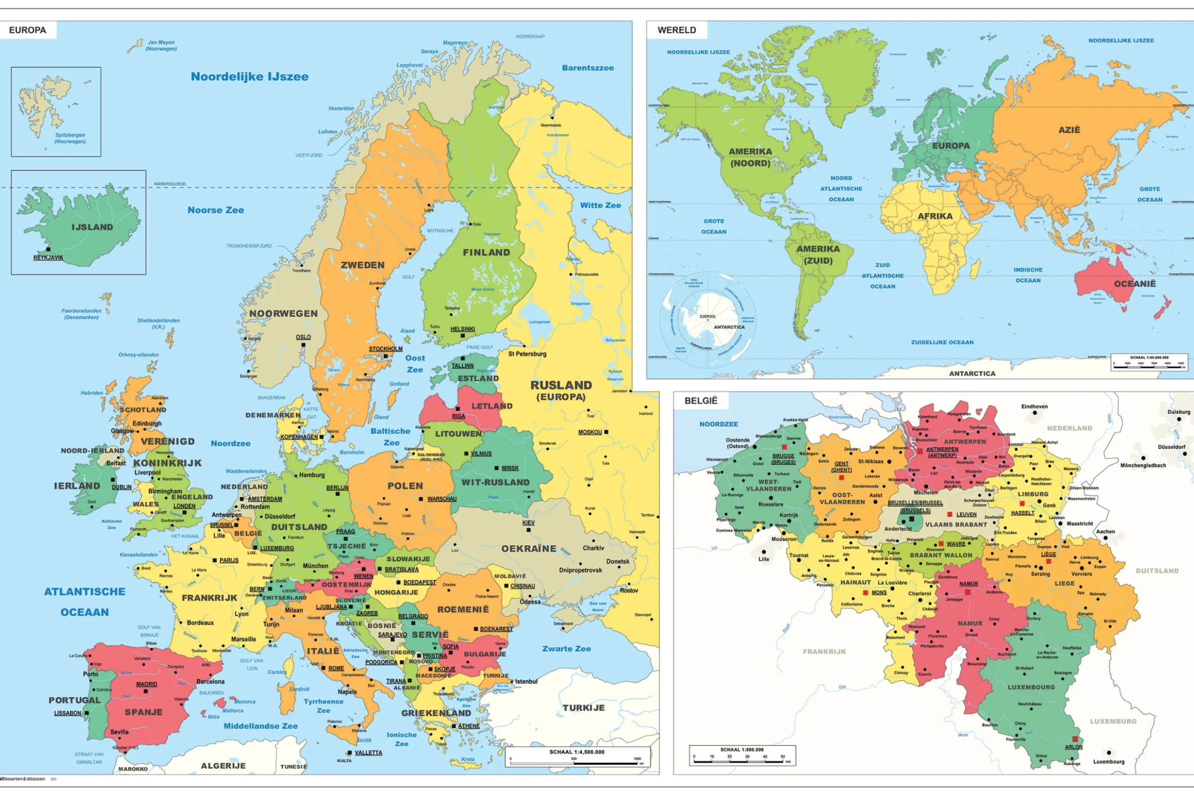 Schoolkaart Europa/Wereld/België 531