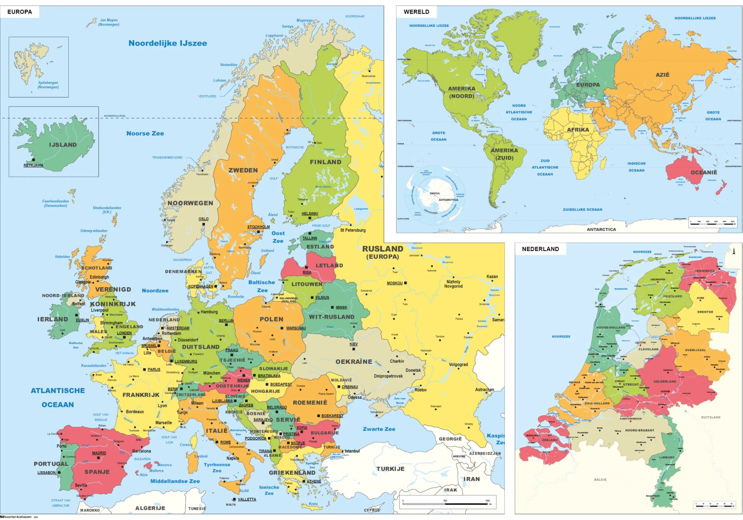Schoolkaart Europa/Wereld/Nederland 299