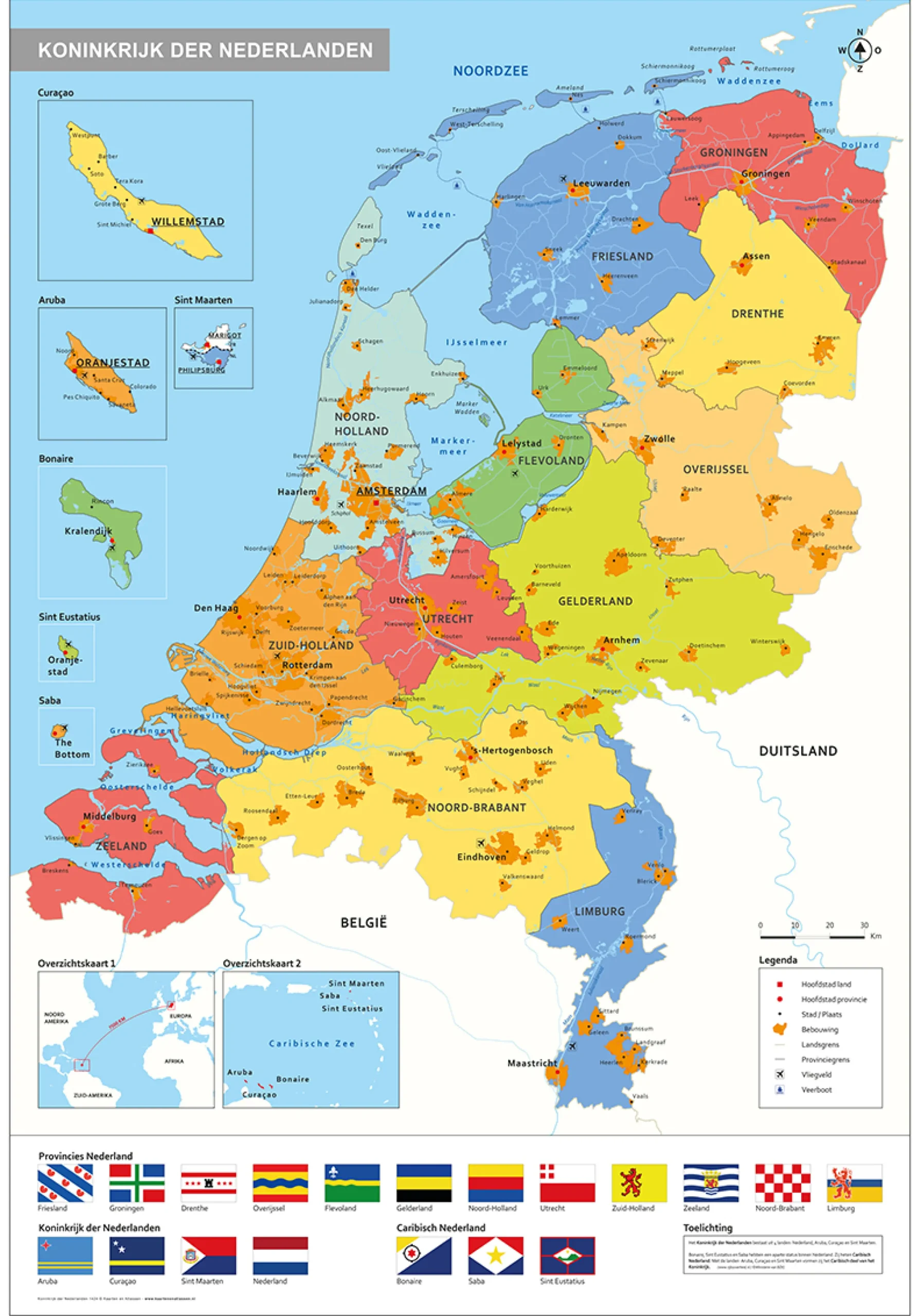 Schoolkaart Koninkrijk der Nederlanden 1424