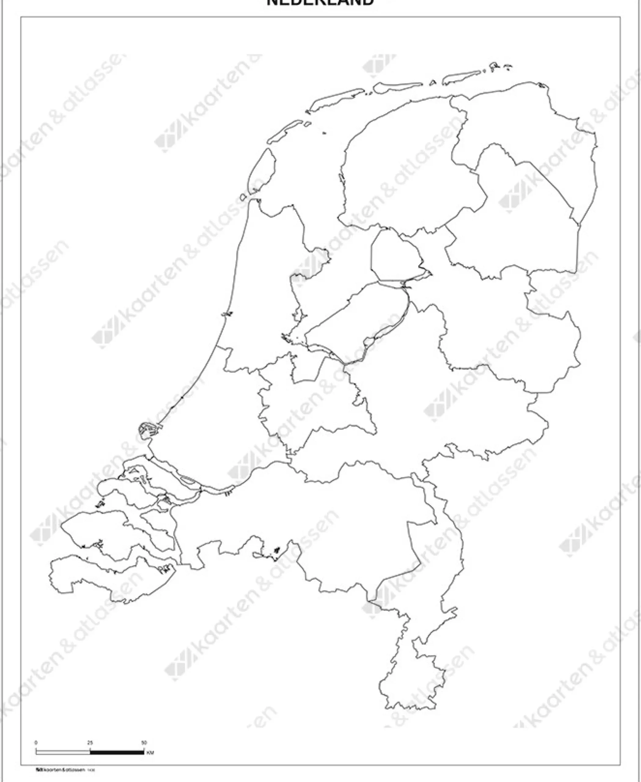 Schoolkaart Nederland (blind) 1436