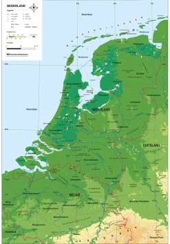 Schoolkaart Nederland Natuurkundig 1830