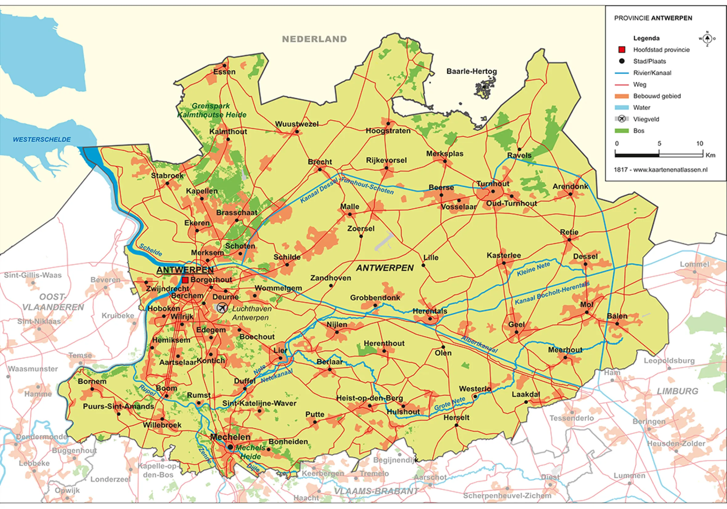 Schoolkaart provincie Antwerpen 1817