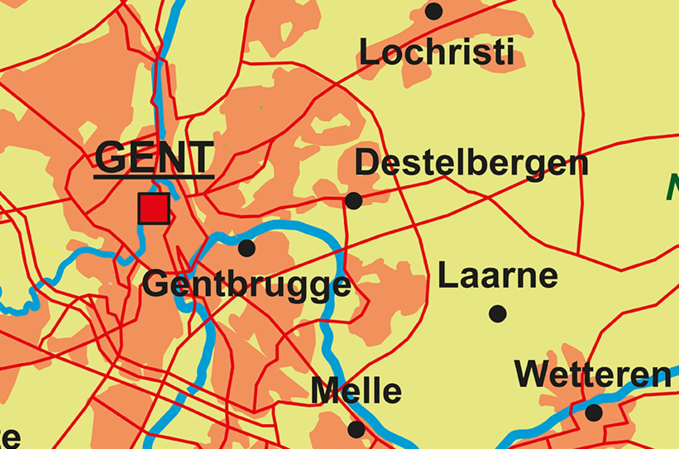 Schoolkaart provincie Oost-Vlaanderen 1819