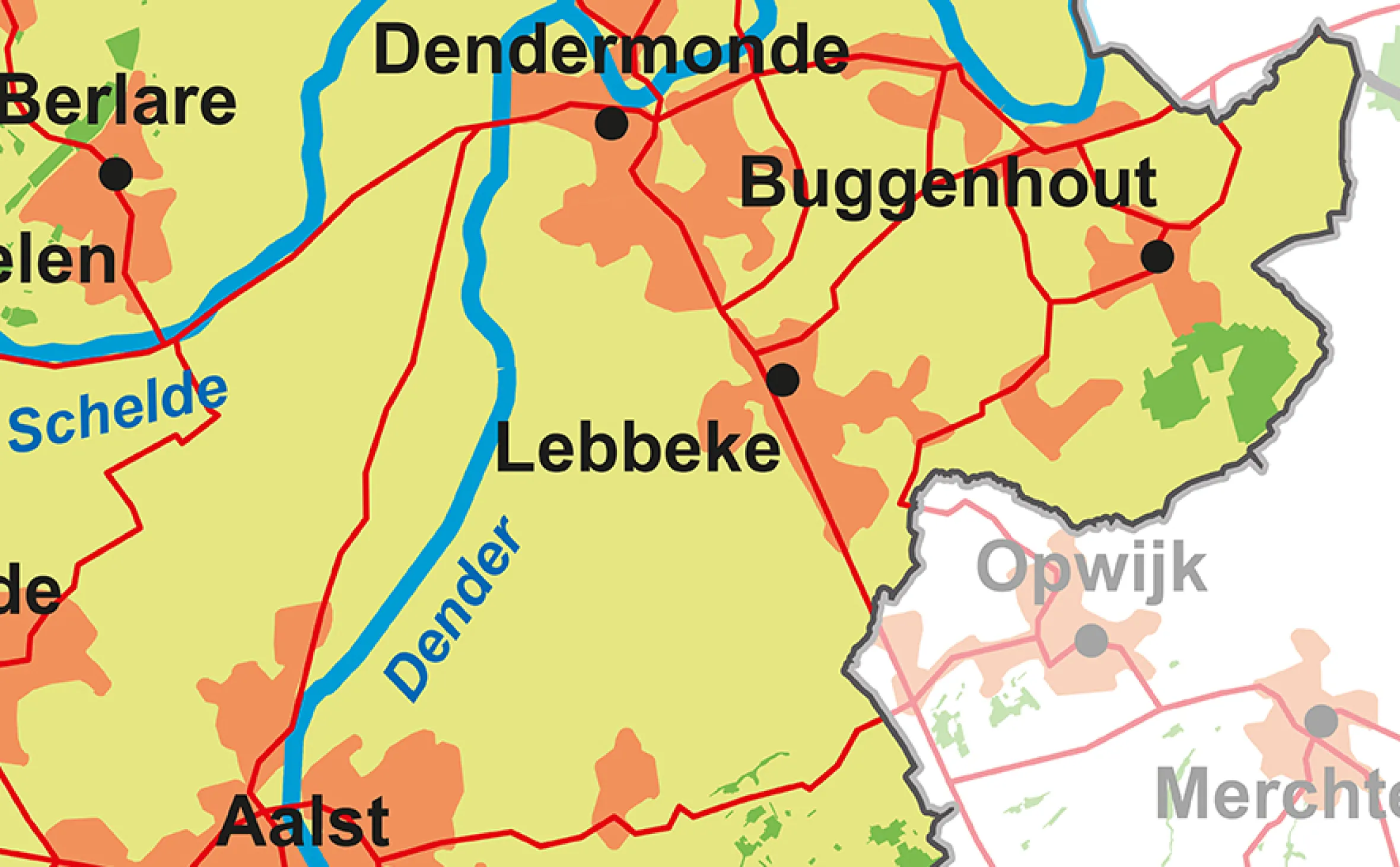 Schoolkaart provincie Oost-Vlaanderen 1819