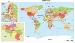 Schoolkaart Wereld/Europa/België 1748