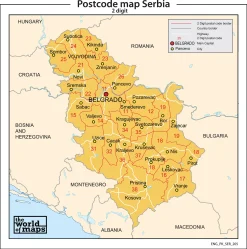 Servië 2-cijferige postcodekaart 205