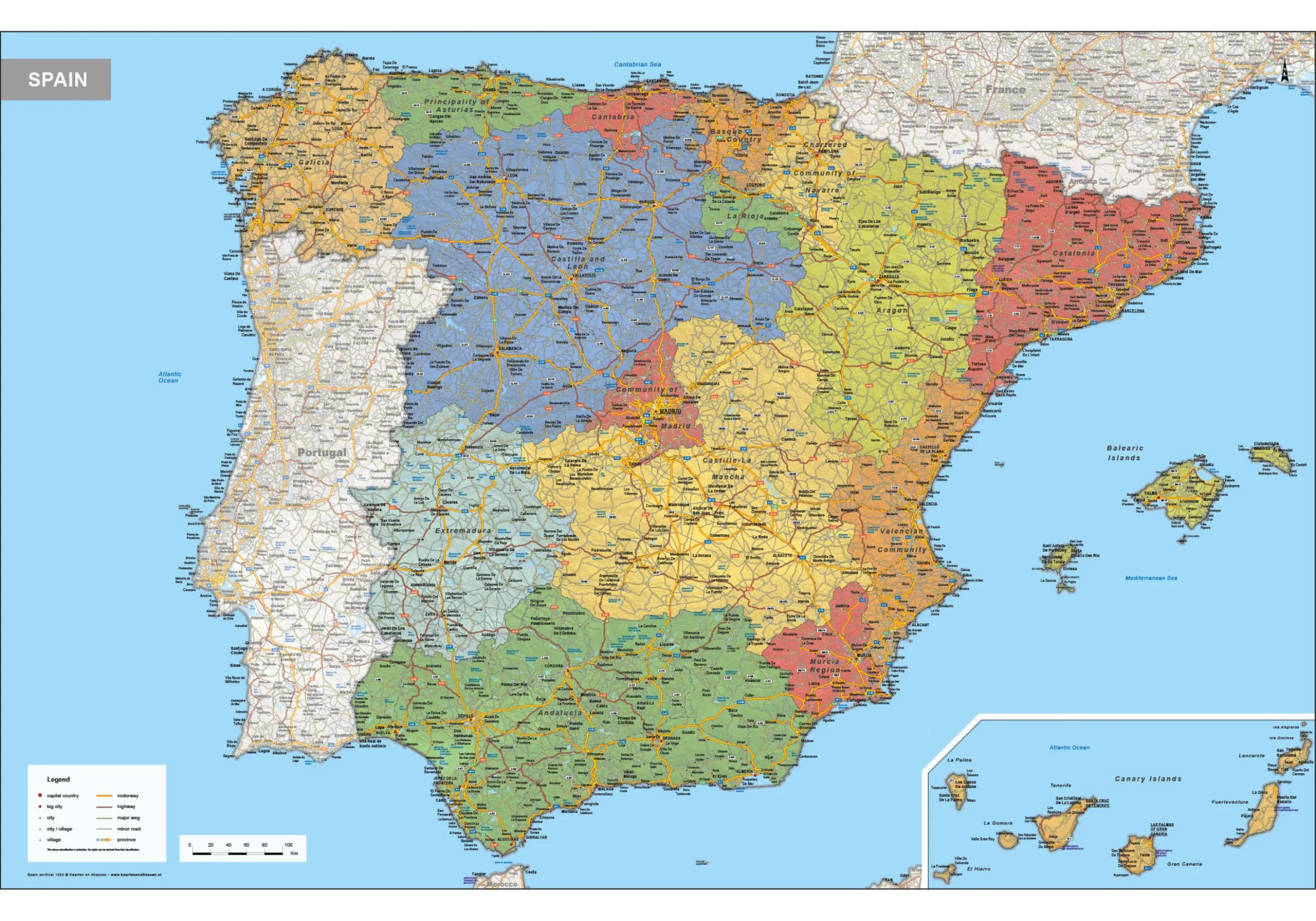 Spanje Kaart Staatkundig 1568