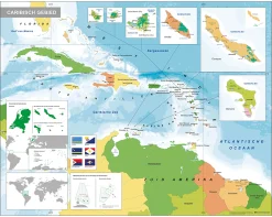 Staatkundige kaart Caribisch gebied met overzeese gebiedsdelen 1810