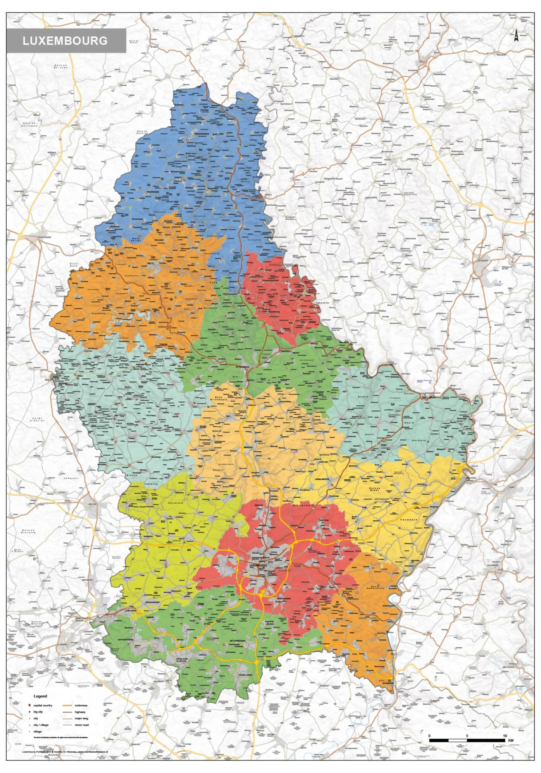 Staatkundige kaart Luxemburg 1638