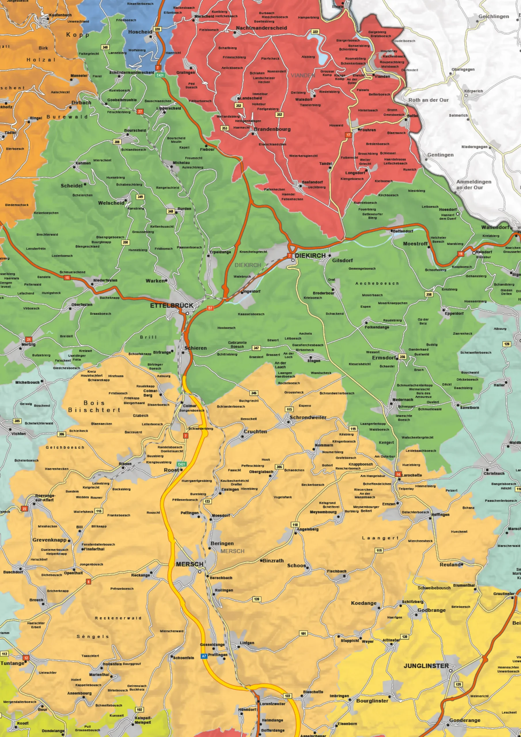 Staatkundige kaart Luxemburg 1638