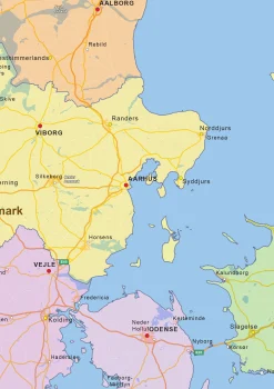 Staatkundige landkaart Denemarken 1430