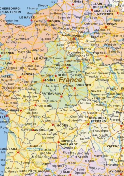 Staatkundige landkaart Frankrijk 1434