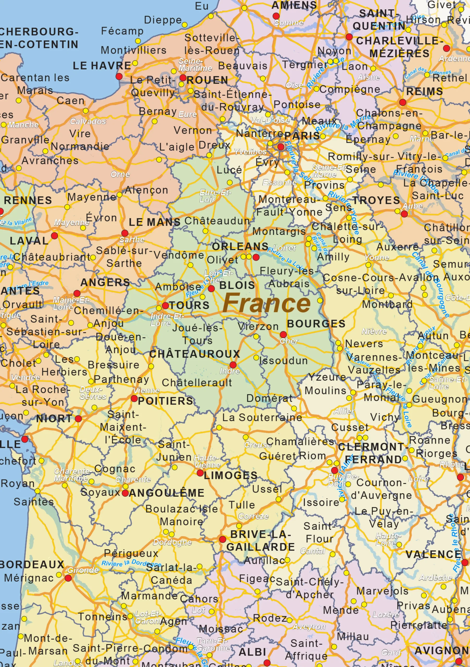 Staatkundige landkaart Frankrijk 1434