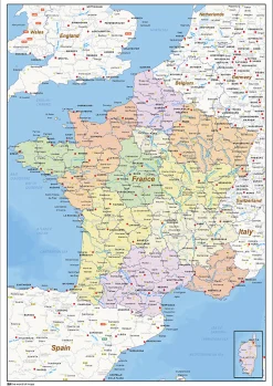 Staatkundige landkaart Frankrijk 1434