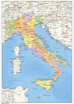 Staatkundige landkaart Italië 1444