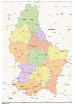 Staatkundige landkaart Luxemburg 1446