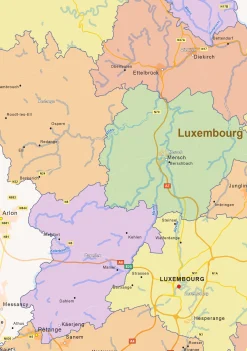Staatkundige landkaart Luxemburg 1446