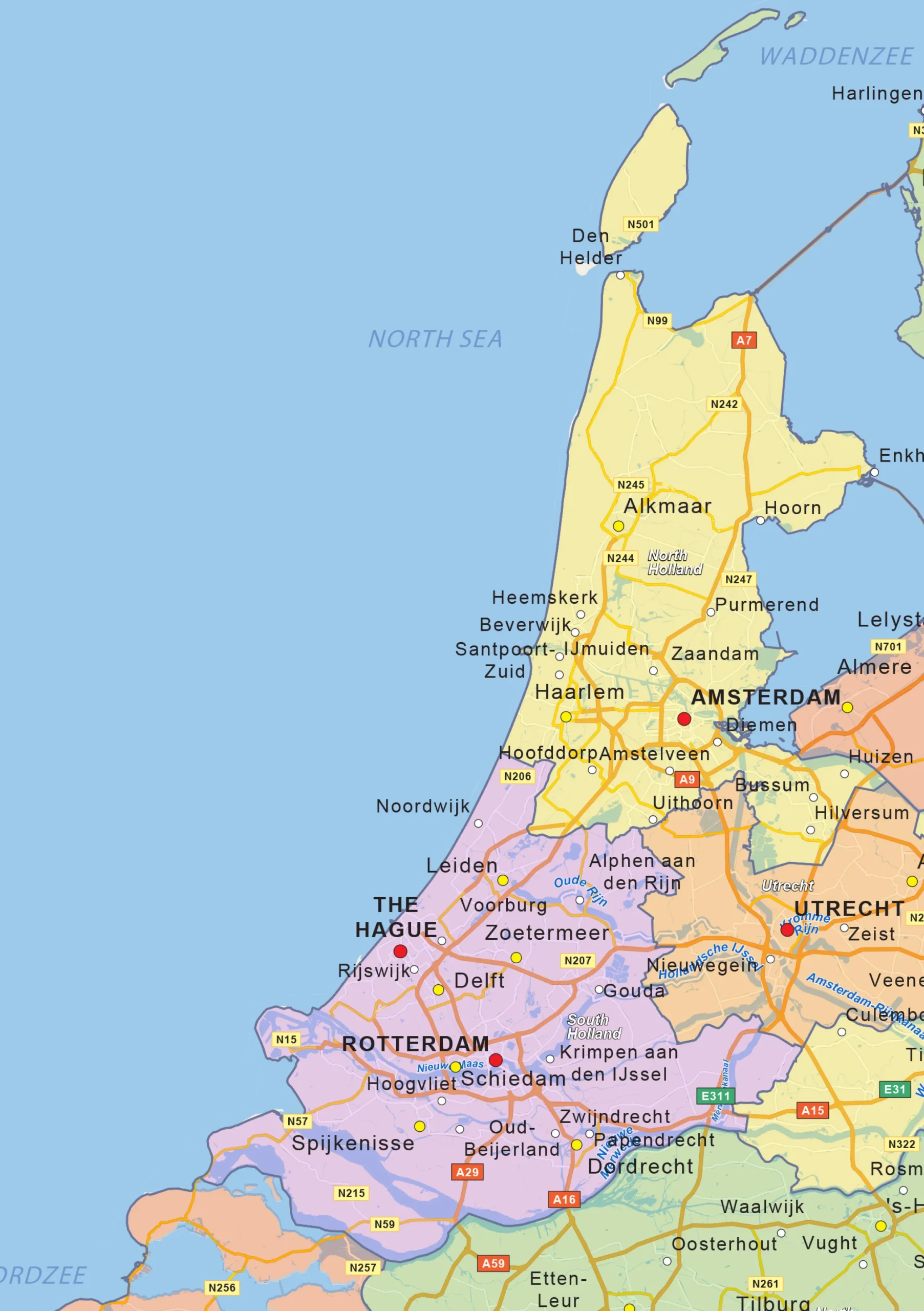 Staatkundige landkaart Nederland 1452