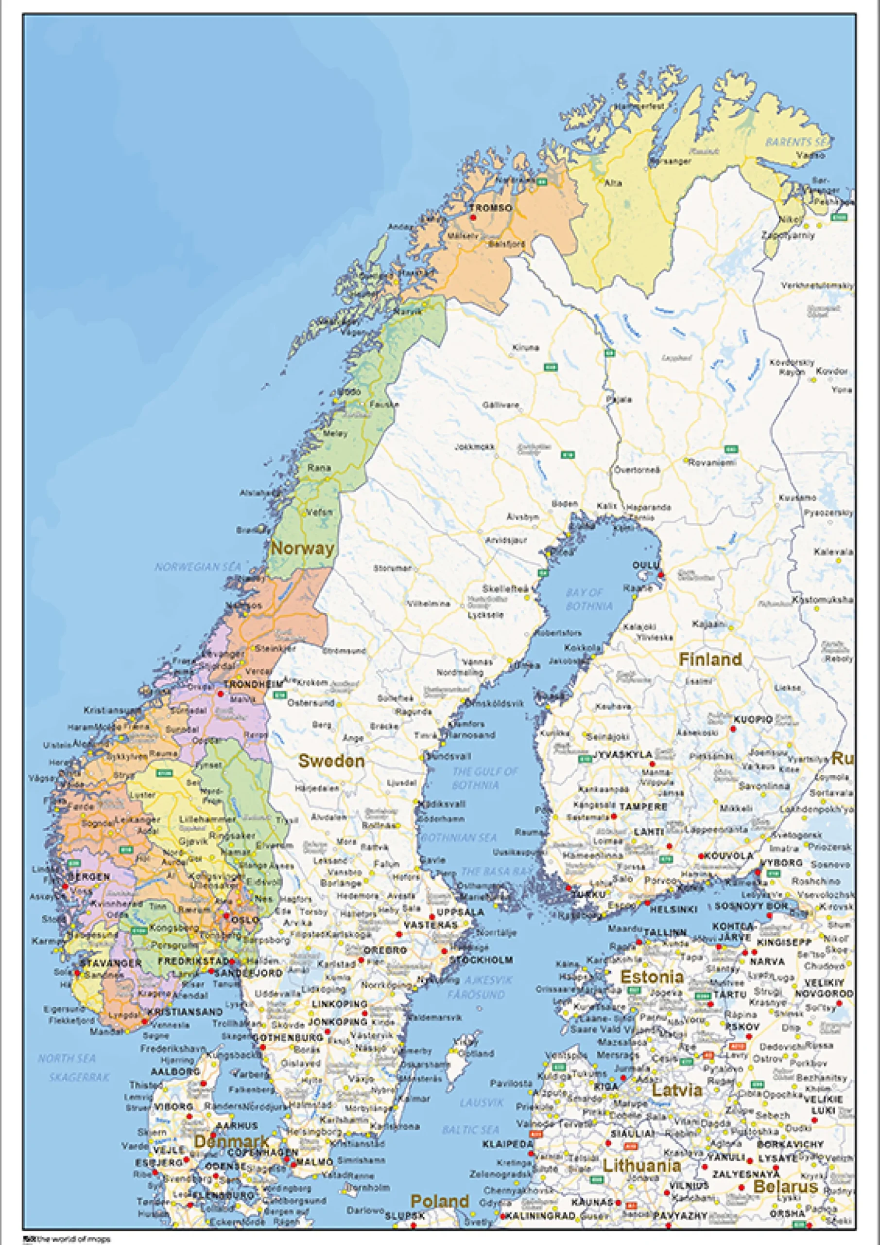 Staatkundige landkaart Noorwegen 1454