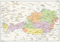 Staatkundige landkaart Oostenrijk 1456
