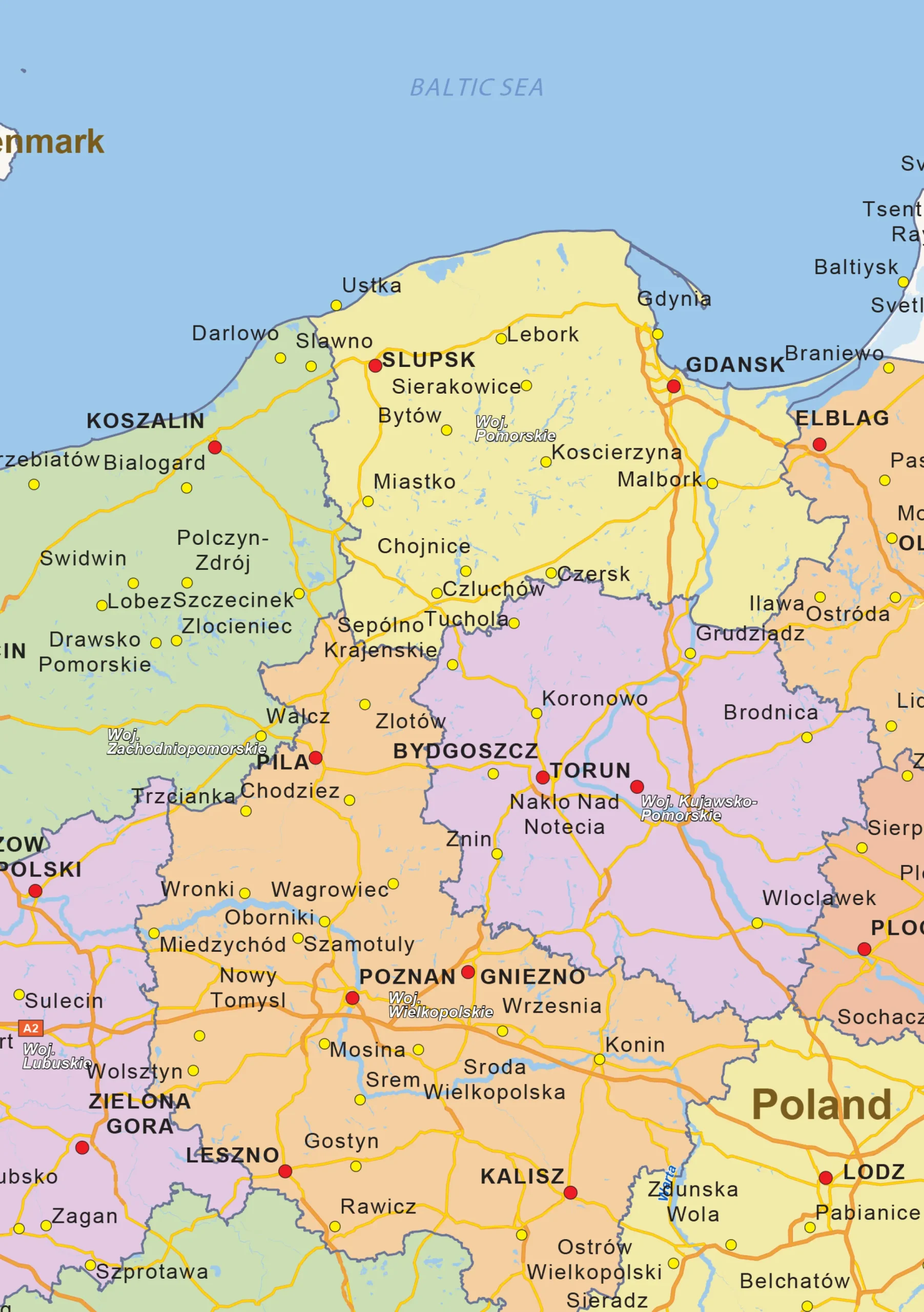 Staatkundige landkaart Polen 1458