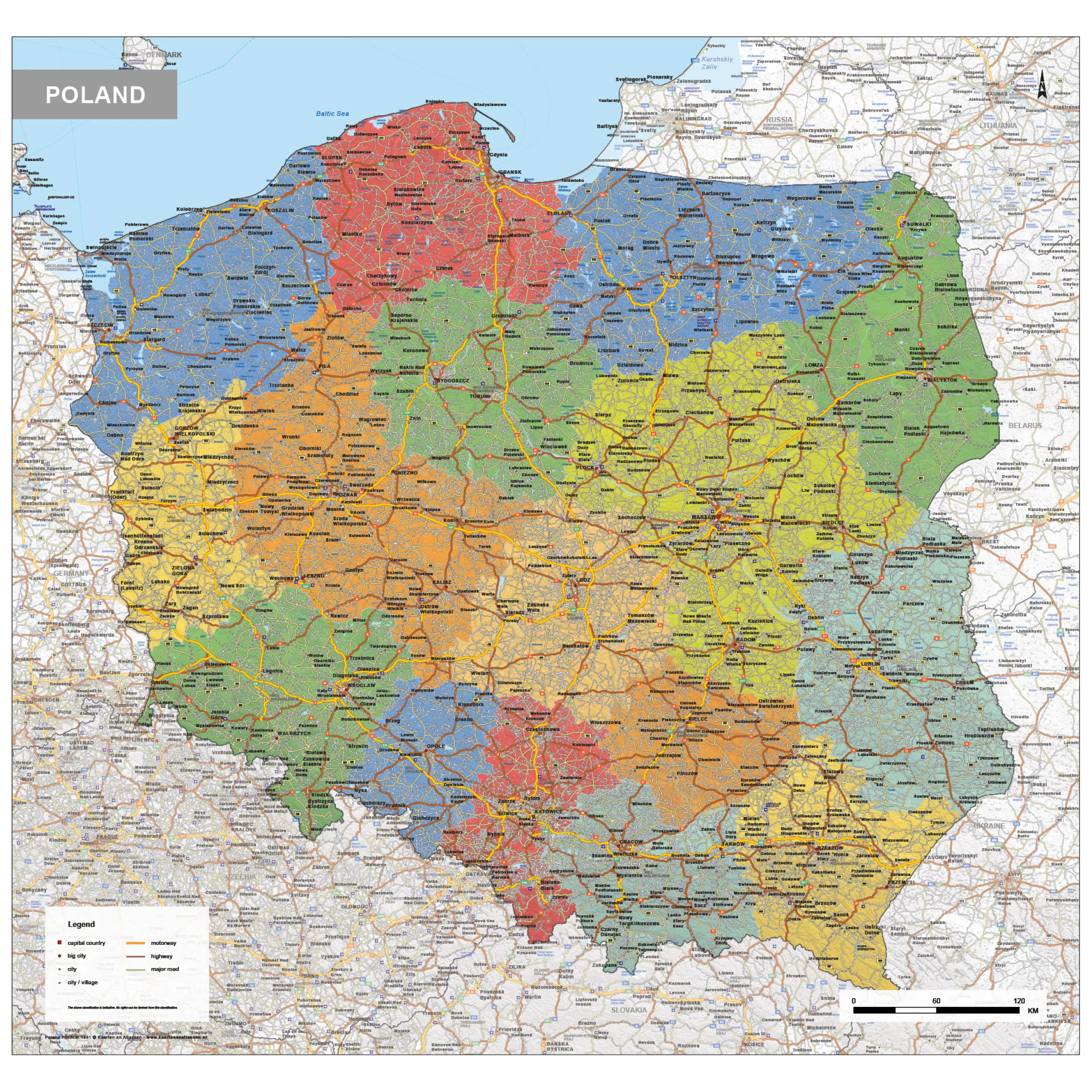 Staatkundige landkaart Polen 1641