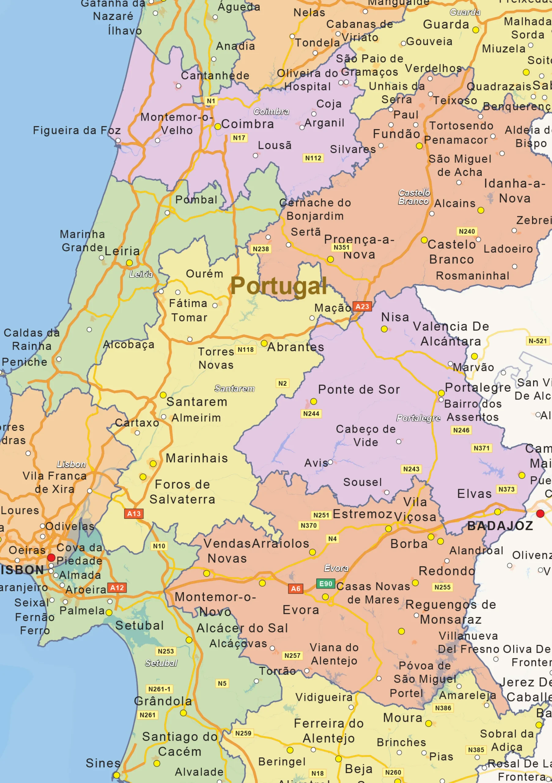 Staatkundige landkaart Portugal 1460