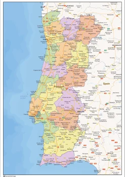 Staatkundige landkaart Portugal 1460