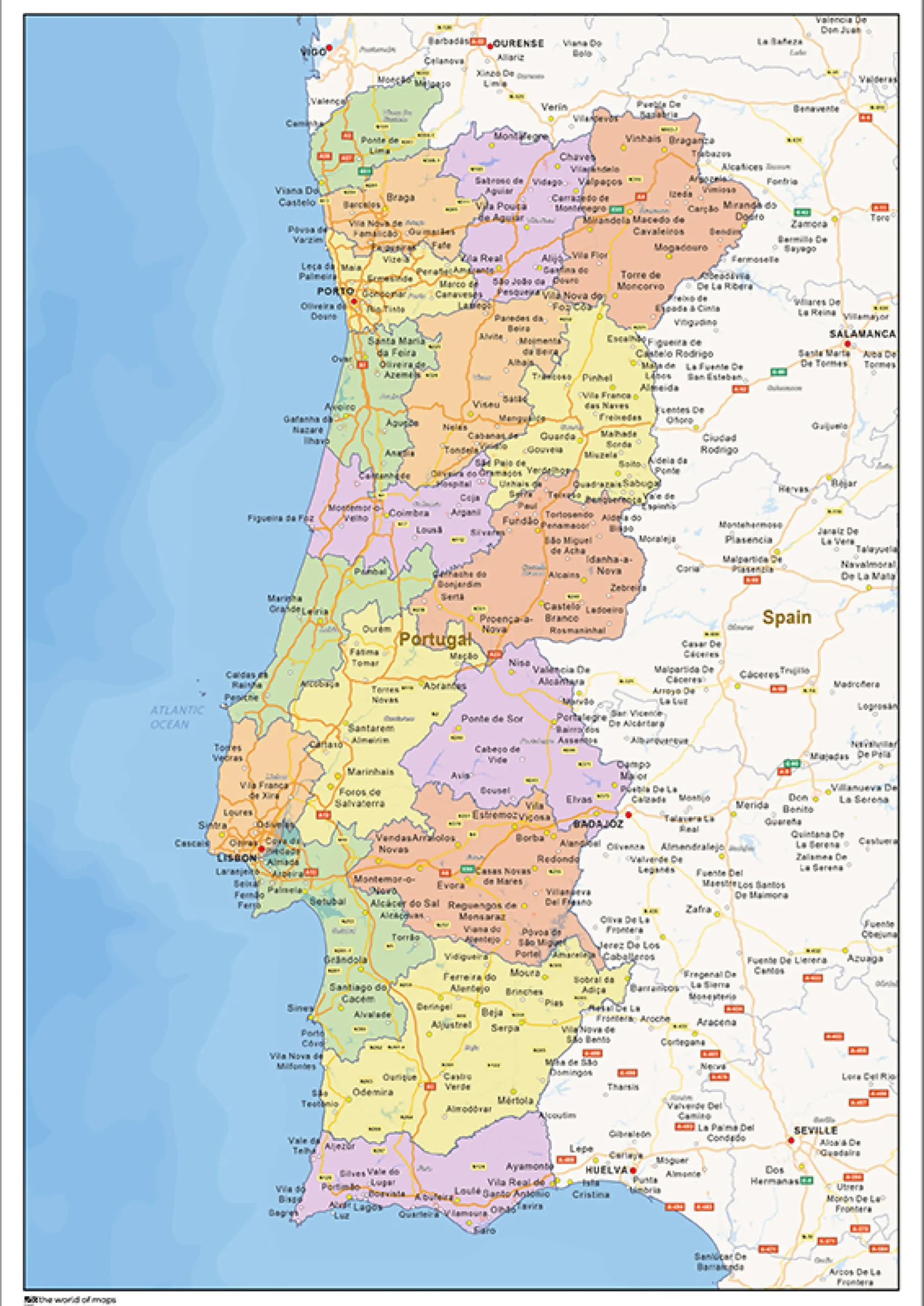 Staatkundige landkaart Portugal 1460