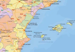 Staatkundige landkaart Spanje 1466
