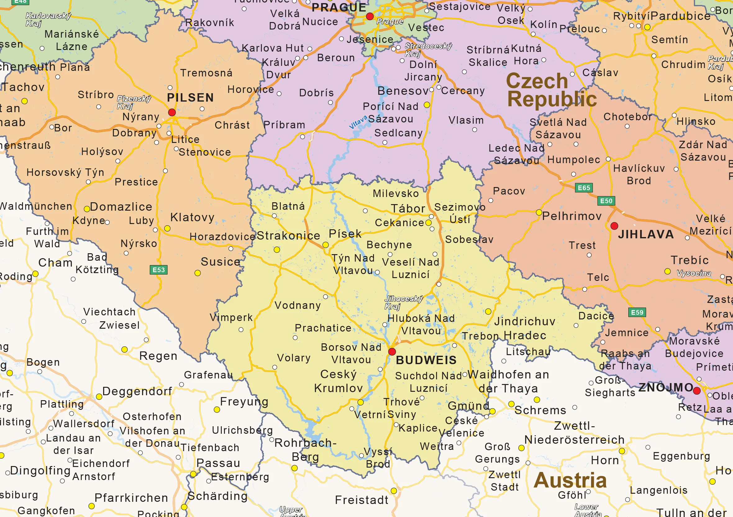 Staatkundige landkaart Tsjechië 1468