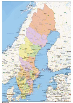 Staatkundige landkaart Zweden 1472