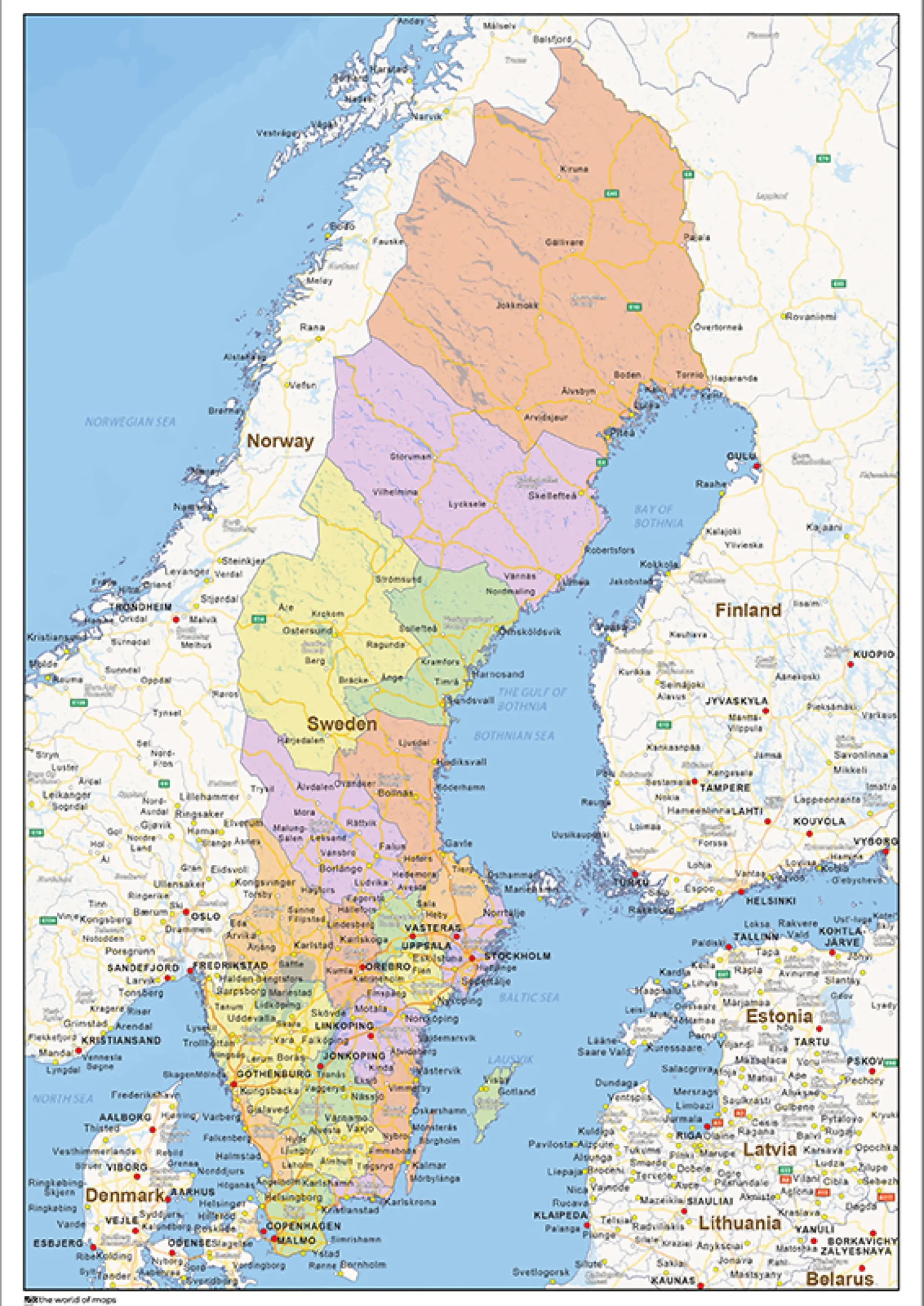 Staatkundige landkaart Zweden 1472