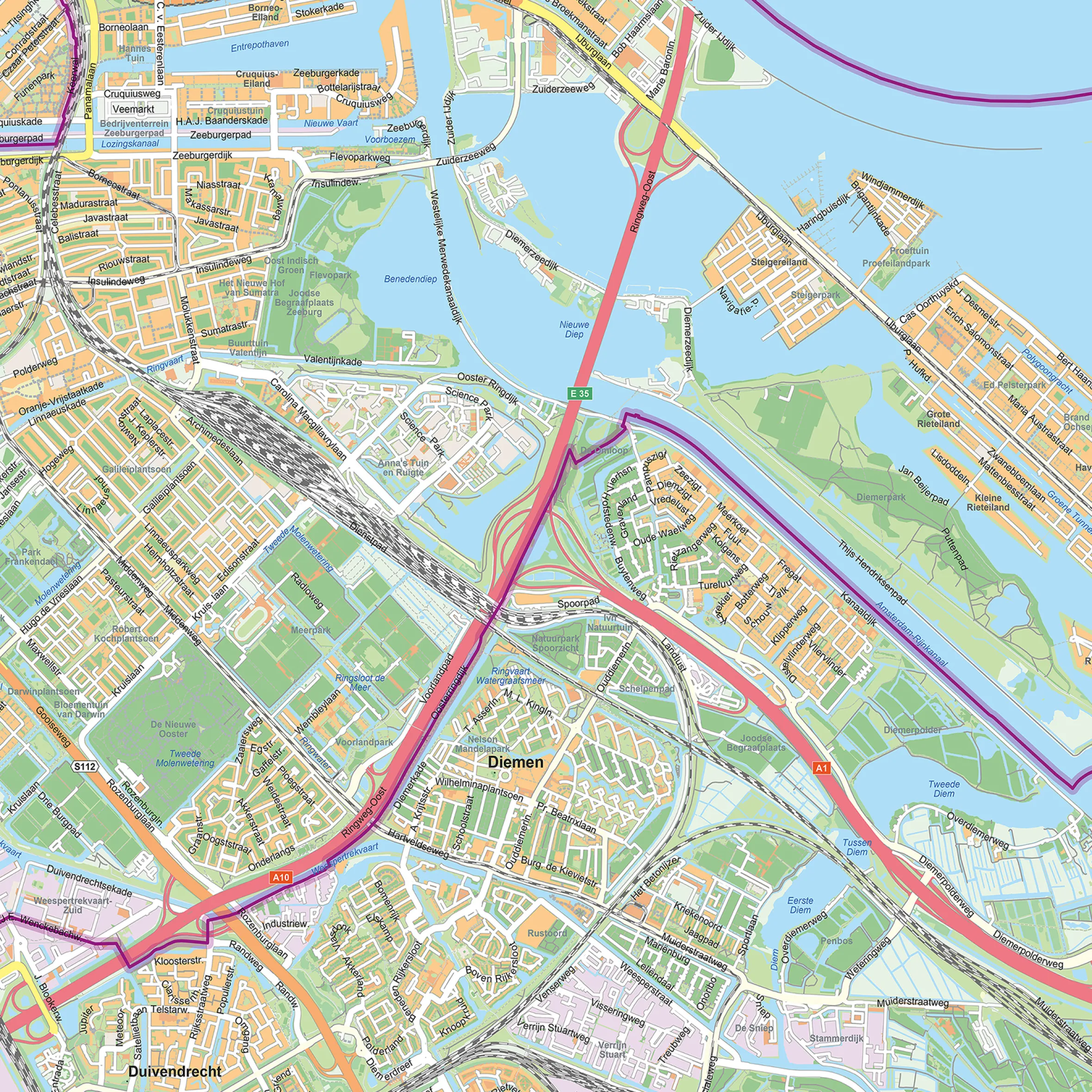 Stadsdeelkaart Amsterdam Oost 2065