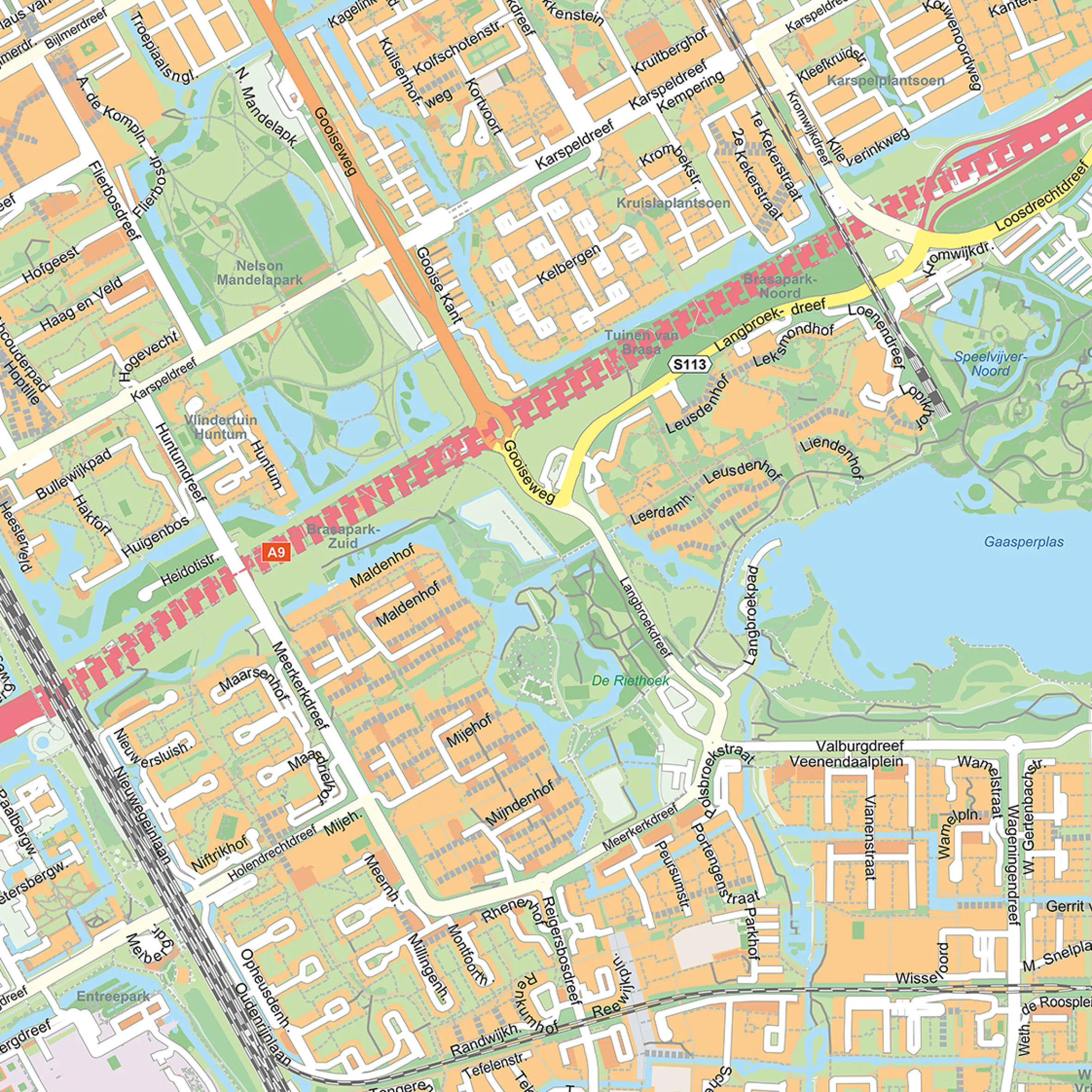 Stadsdeelkaart Amsterdam Zuidoost 2068