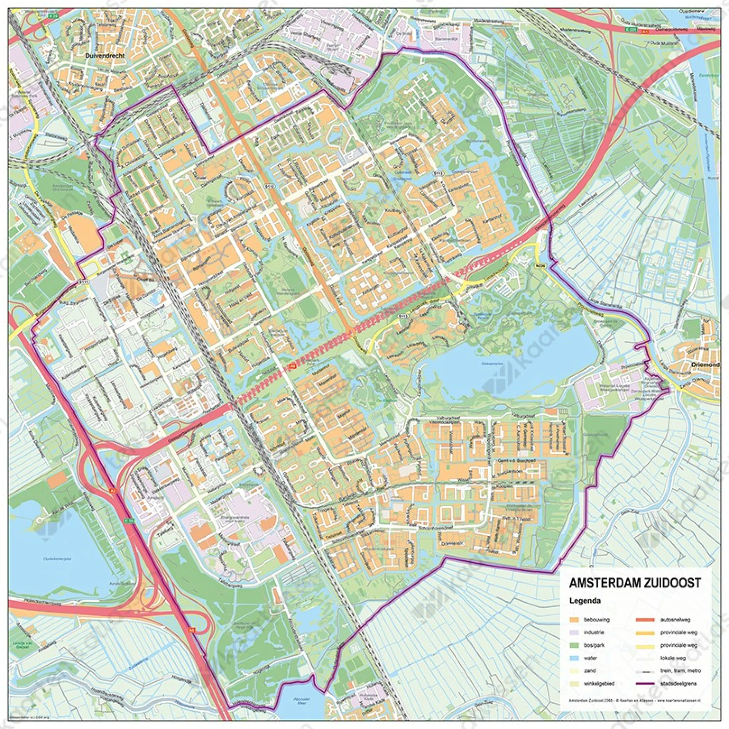Stadsdeelkaart Amsterdam Zuidoost 2068