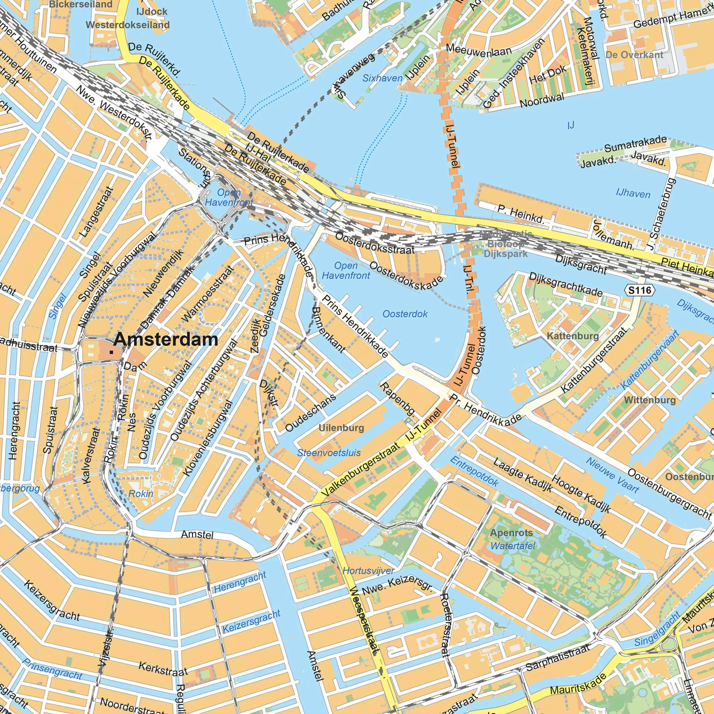 Stadsplattegrond Amsterdam Gedetailleerde Kaart 391