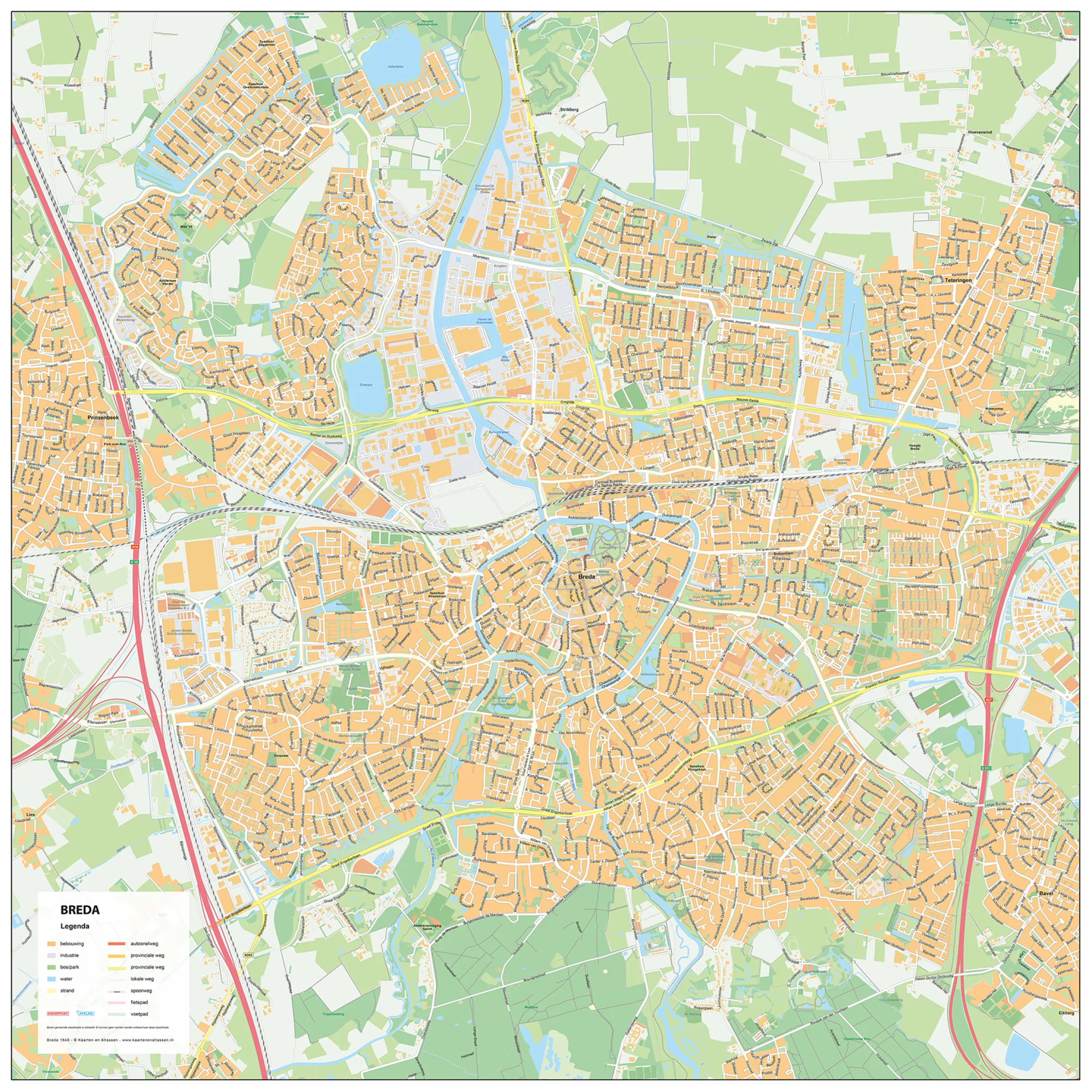 Stadsplattegrond Breda Gedetailleerde Kaart 1848