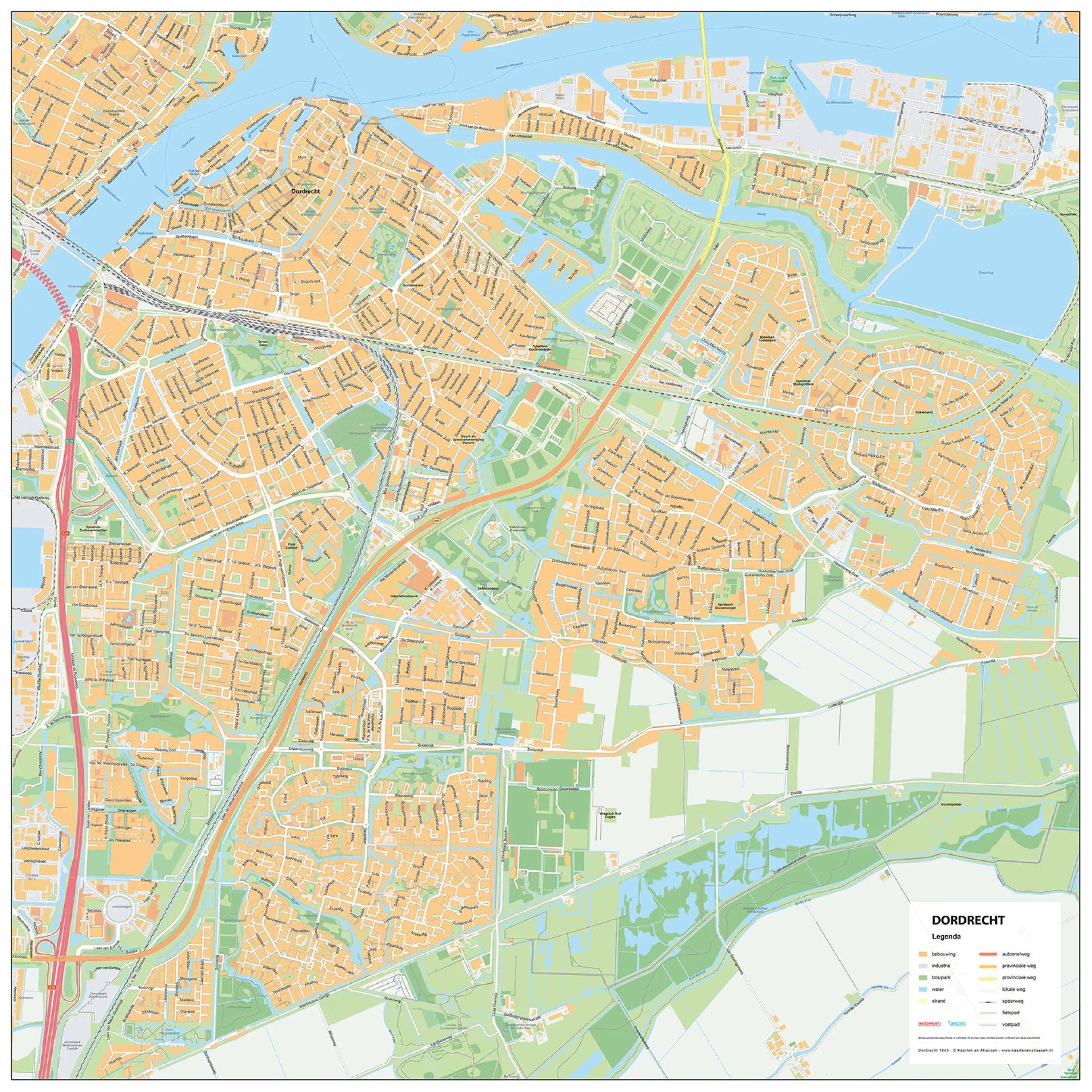 Stadsplattegrond Dordrecht Gedetailleerde Kaart 1849
