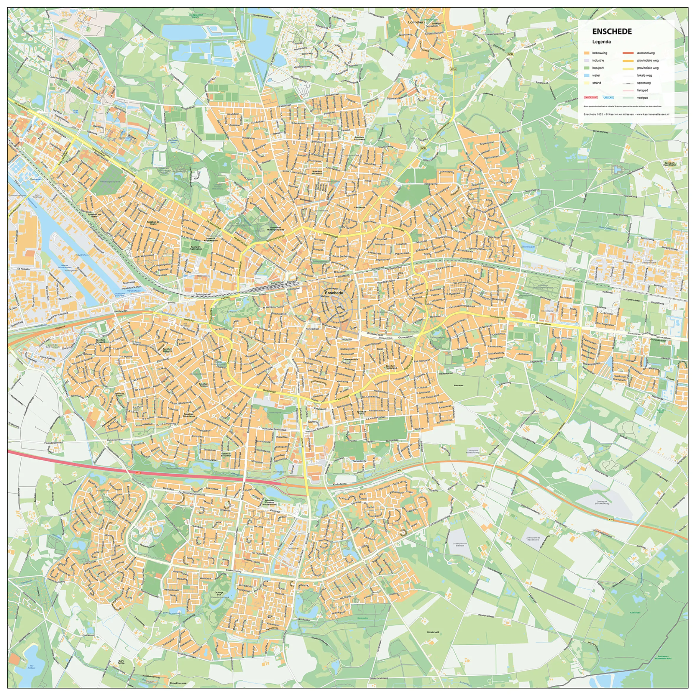 Stadsplattegrond Enschede Gedetailleerde Kaart 1852