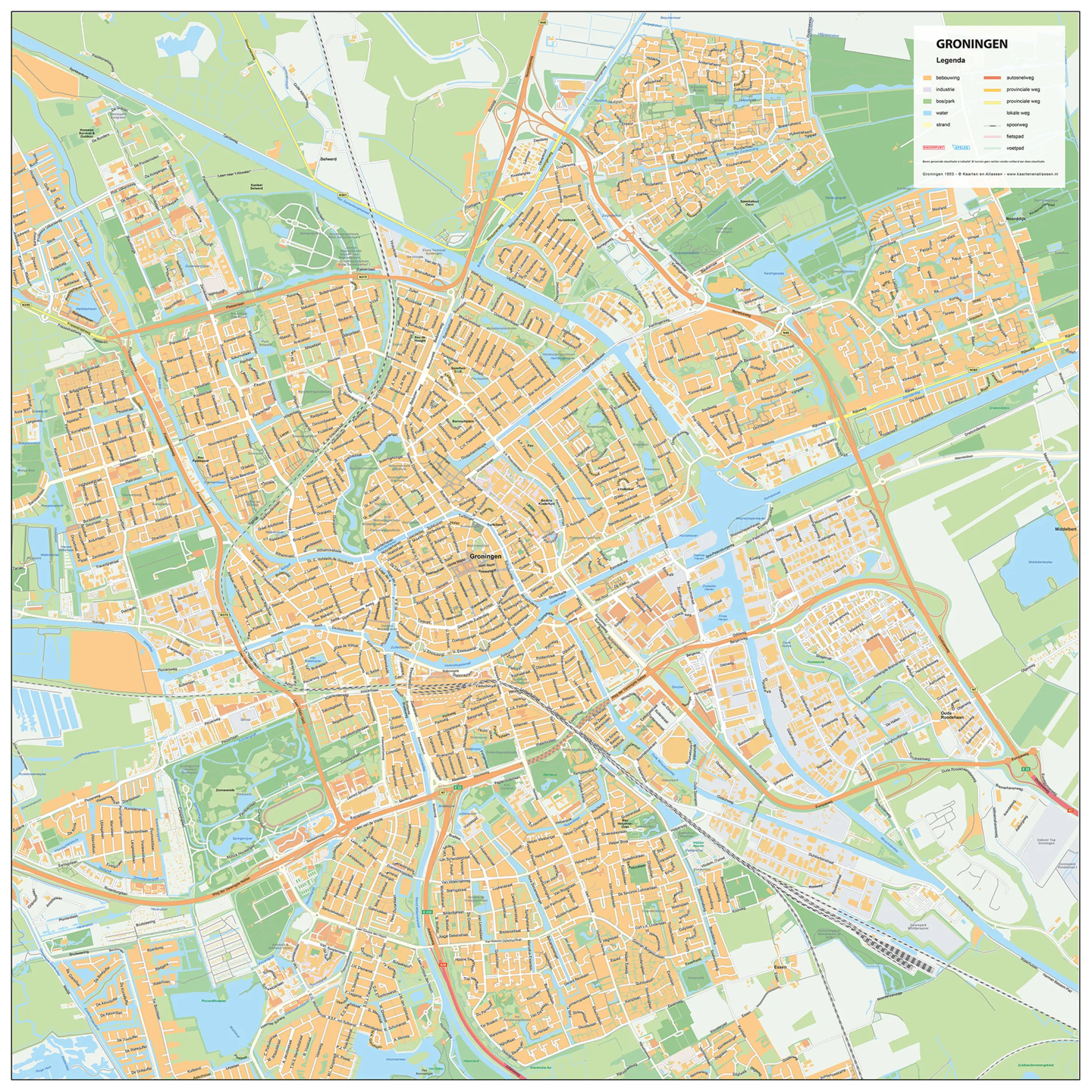 Stadsplattegrond Groningen Gedetailleerde Kaart 1853