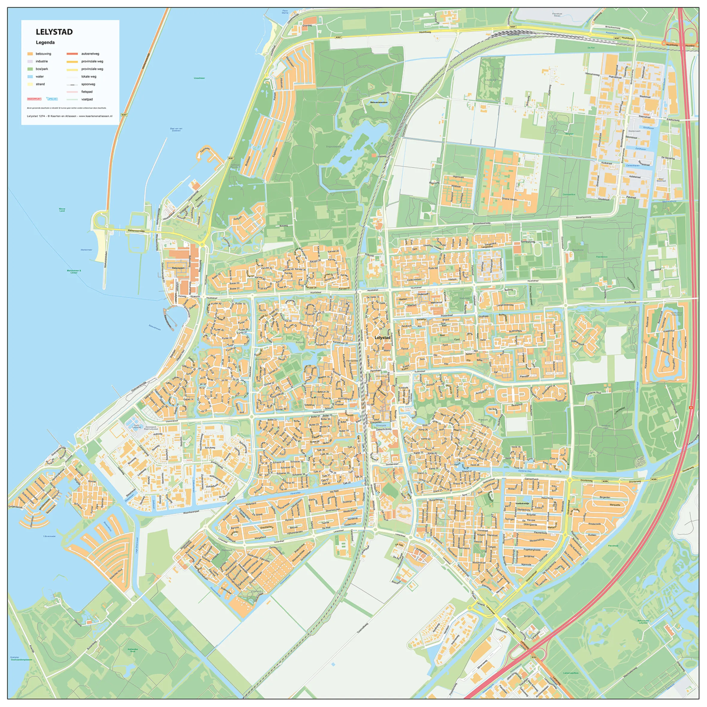 Stadsplattegrond Lelystad Gedetailleerde Kaart 1274