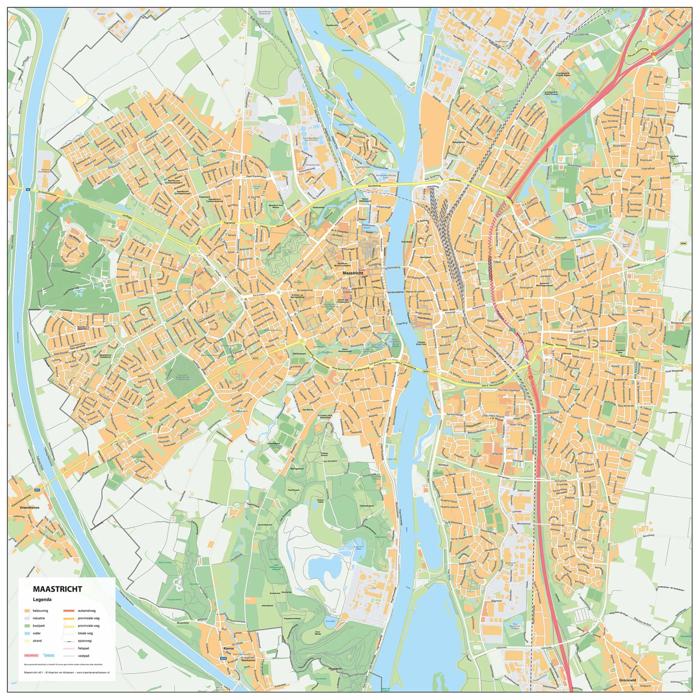 Stadsplattegrond Maastricht Gedetailleerde Kaart 401