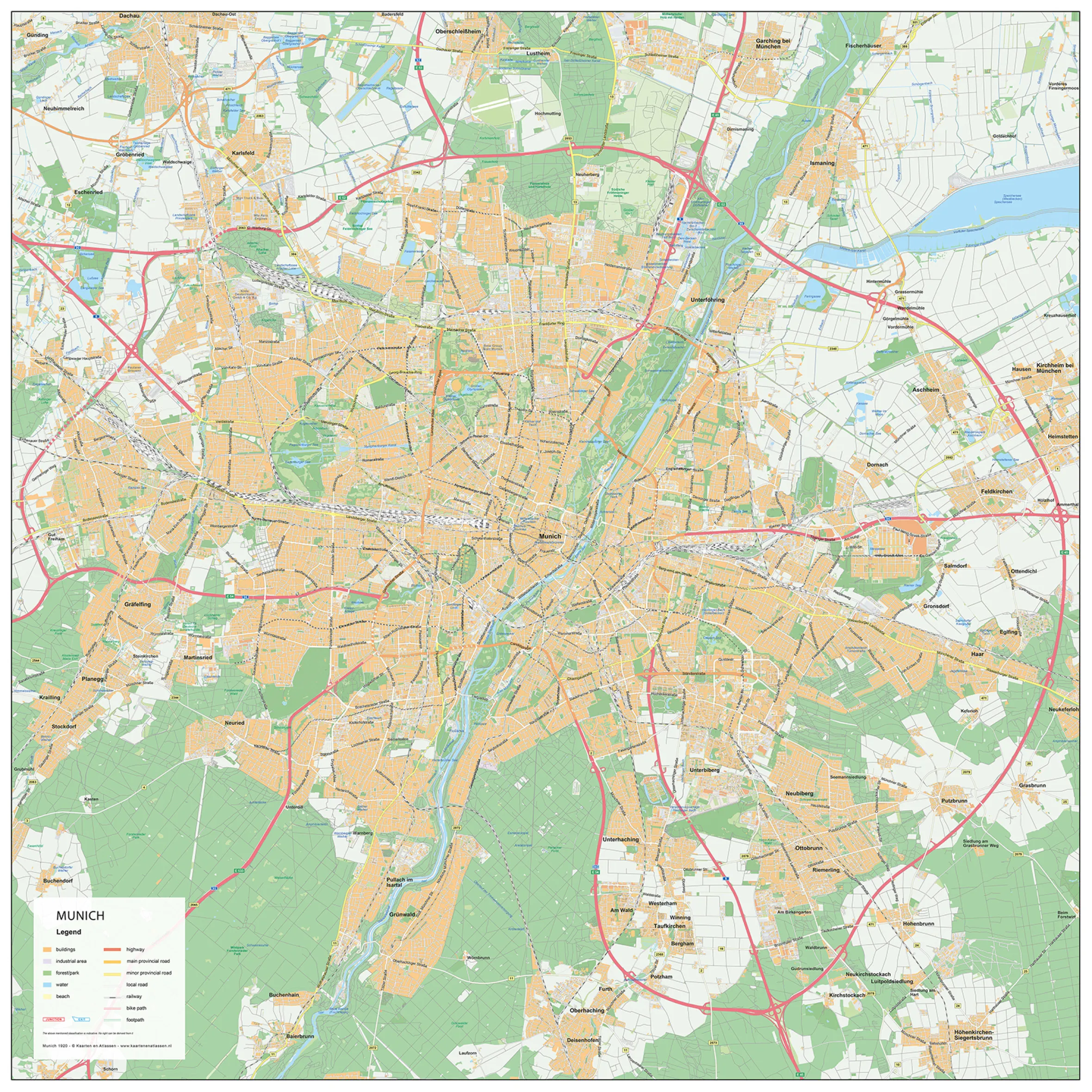 Stadsplattegrond München / Munich 1920