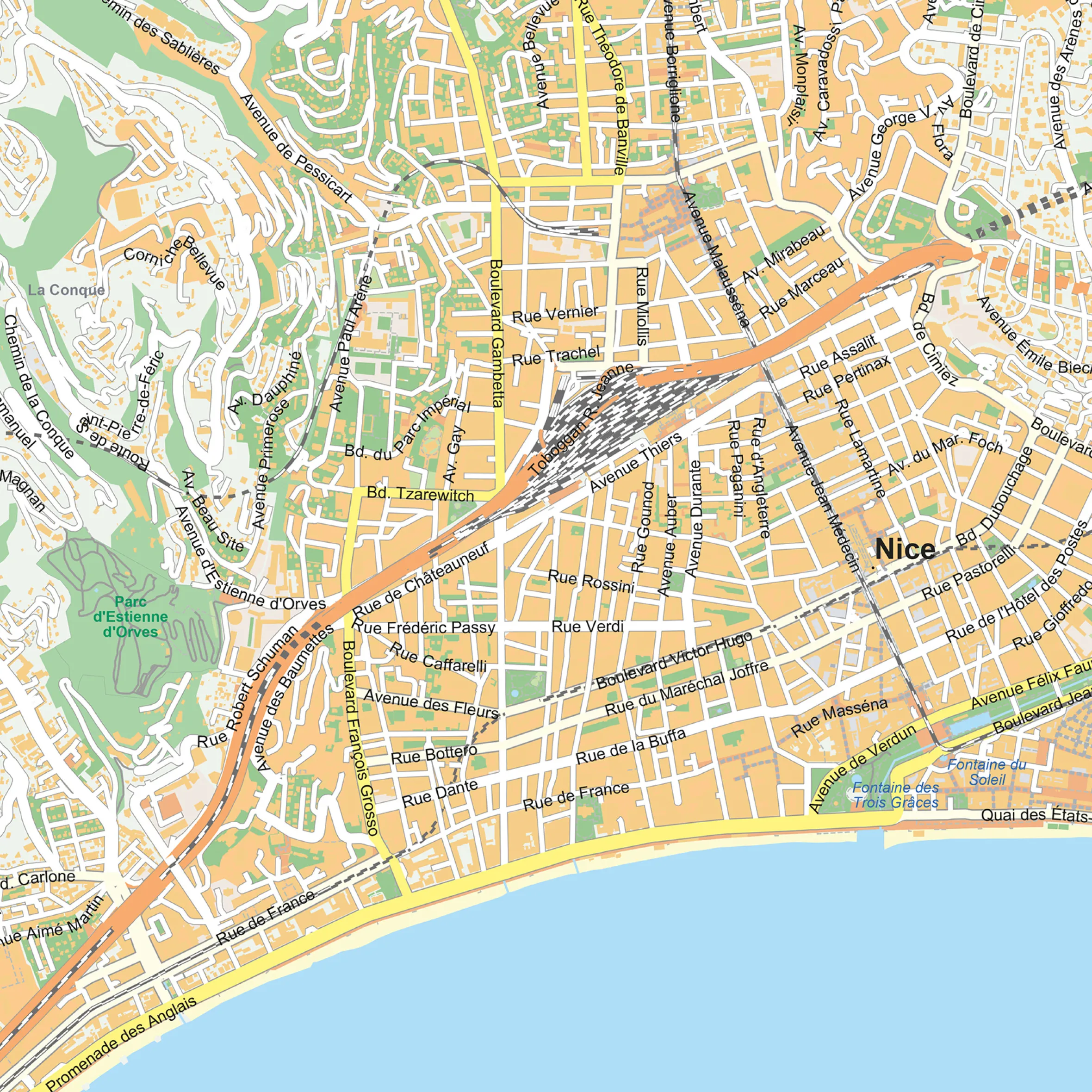 Stadsplattegrond Nice Straatnamenkaart 1926