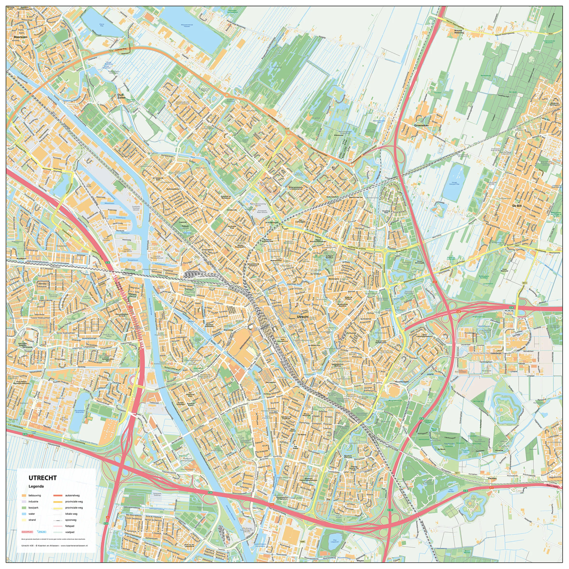 Stadsplattegrond Utrecht Gedetailleerde Kaart 406