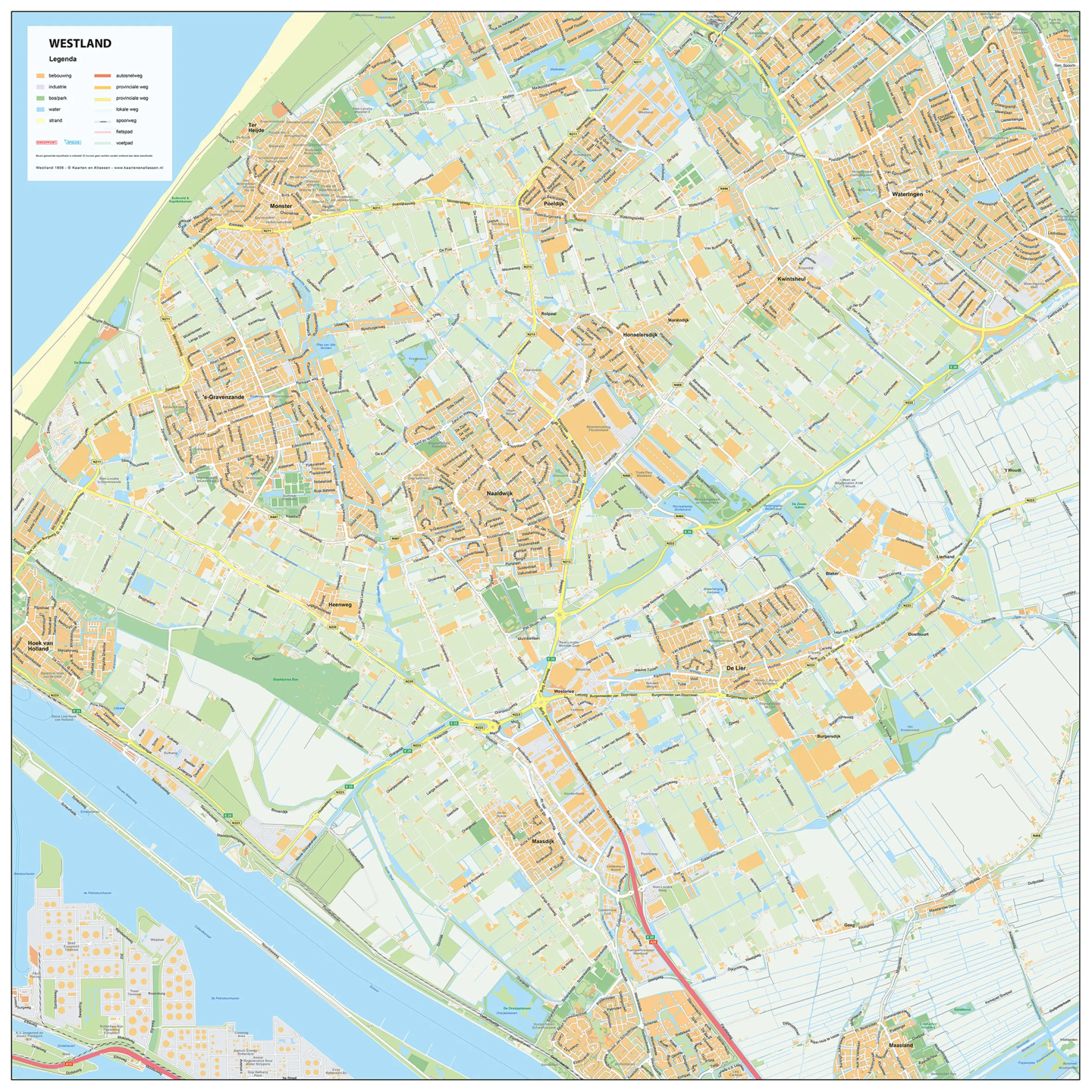 Stadsplattegrond Westland Gedetailleerde Kaart 1856